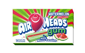 Airheads Bubble Gum With Micro Candies Watermelon Flavor Quantity 14 Pieces Per Pack 12 Packs Per Box Sweet Browse at UsaCandyWholesale.Com