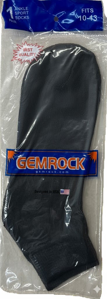 Ankle Socks Black Color Size from 11 to 13 By Gem Rock Quantity 12 Pairs Per Bag Happy Browse at UsaCandyWholesale.Com