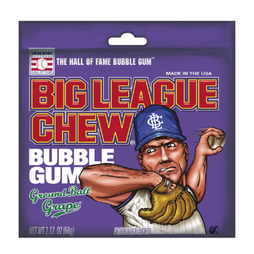 Big League Chew Bubble Gum Grape Flavor 2.12 oz Each Pack Quantity 12 Packs Per Box Sweet Browse at UsaCandyWholesale.Com