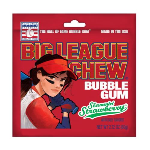Big League Chew Bubble Gum Strawberry Flavor 2.12 oz Each Pack Quantity 12 Packs Per Box Sweet Browse at UsaCandyWholesale.Com