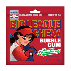 Big League Chew Bubble Gum Strawberry Flavor 2.12 oz Each Pack Quantity 12 Packs Per Box Sweet Browse at UsaCandyWholesale.Com