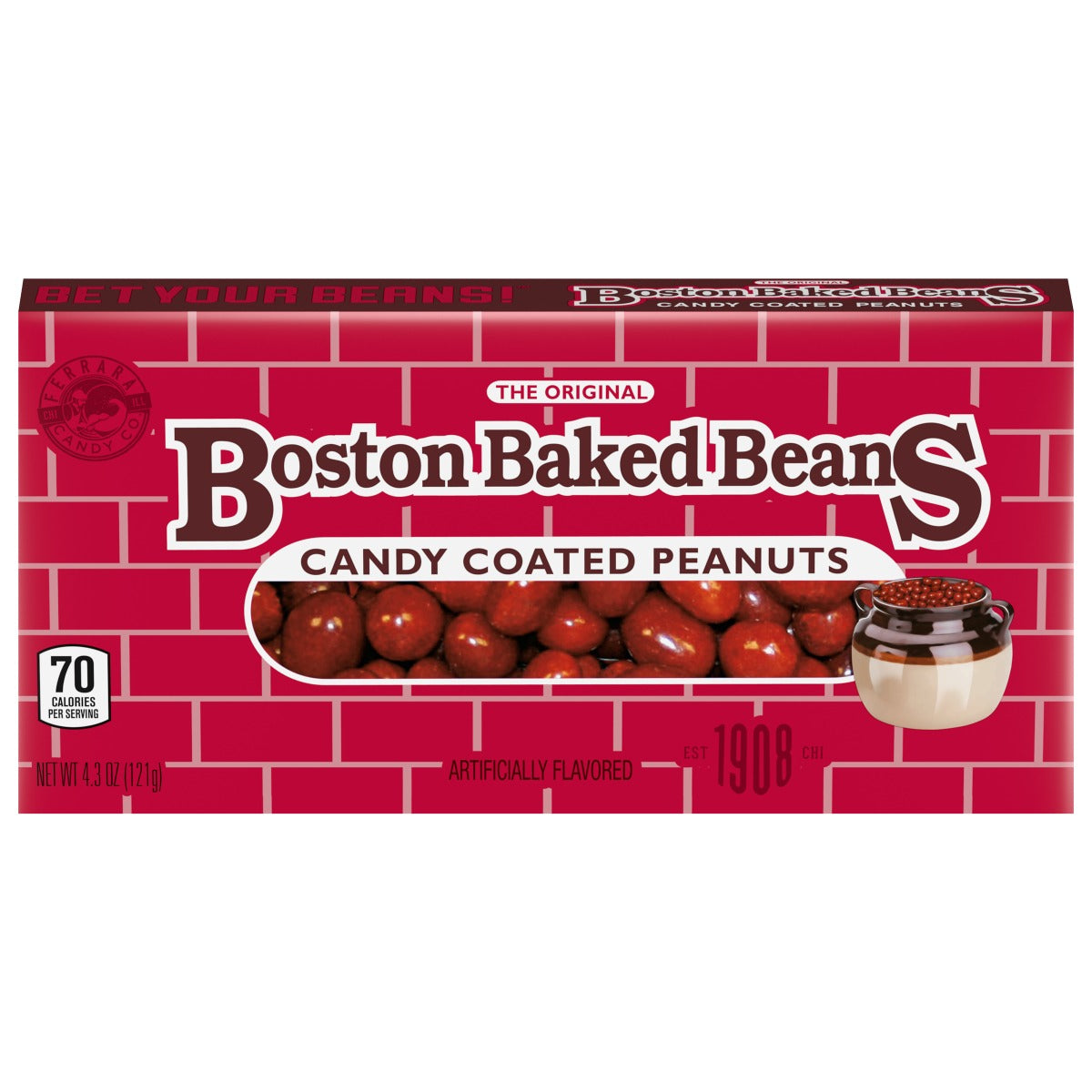 Boston Baked Beans Theater Movie Box 4.3 oz Each Back Quantity 12 Box Per Case Sweet Browse at UsaCandyWholesale.Com