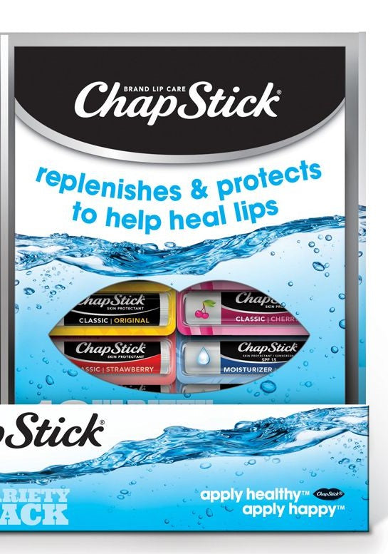 Chap Stick Lip Balm Assorted Flavors Contain 3 Original 3 Strawberry 3 Cherry & 3 Moisturizer Quantity 12 Pieces Happy Browse at UsaCandyWholesale.Com