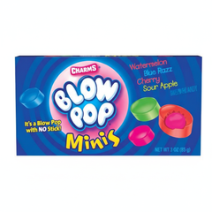 Charms Blow Pop Minis Theater Movie Box 3.5 oz Each Pack Quantity 12 Packs Per Case Sweet Browse at UsaCandyWholesale.Com
