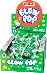 Charms Blow Pops - Sour Apple Flavor Quantity 48 pops per box Sweet Browse at UsaCandyWholesale.Com