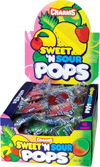 Charms Blow Pops - Sweet & Sour Assorted Flavor Quantity 48 Pops Per Box Sweet Browse a: UsaCandyWholesale.Com