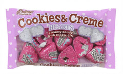 Cookies n Creme Heart Shape with Pink Foil Wrapped Quantity 4.5 oz Per Bag Sweet Browse at UsaCandyWholesale.Com