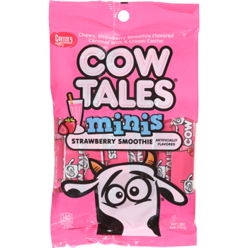 Cow Tail Minis Strawberry Peg Bag 4 oz Each Bag Quantity 3 Bags Sweet Browse at UsaCandyWholesale.Com