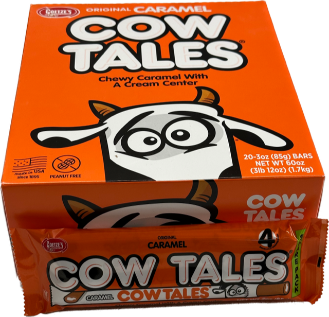 Cow Tales Caramel King Size 3 oz Each Unit Quantity 20 Unit Per Box Sweet Browse at UsaCandyWholesale.Com
