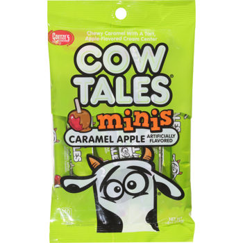 Cow Tales Minis Caramel Apple Peg Bag 4 oz Each Bag Quantity 3 Bags Sweet Browse at UsaCandyWholesale.Com