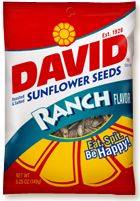 David Sunflower Seeds Ranch 1.5 oz Each Pack Quantity 12 Packs Per Box Happy Browse at UsaCandyWholesale.Com