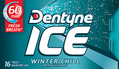 Dentyne Ice Gum Winter Chill Flavor Sugar Free Gum Quantity 16 Pieces Per Pack 9 Packs Per Box Sweet Browse at UsaCandyWholesale.Com