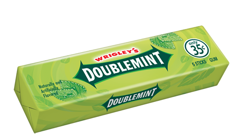 Doublemint Bubble Gum By Wrigley's Price Printed $0.50 Quantity 5 Sticks Per Pack 40 Packs Per Box Sweet Browse at UsaCandyWholesale.Com