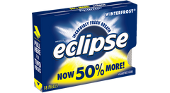 Eclipse Gum Winterfrost Flavor Sugar Free Gum Quantity 18 Pieces Per Pack 8 Packs Per Box Sweet Browse at UsaCandyWholesale.Com