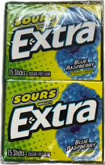 Extra Gum Sour Blue Raspberry (10 Packs-Box) at UsaCandyWholesale.Com
