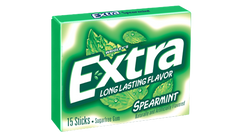 Extra Gum Spearmint Long Lasting Flavor Sugar Free Gum By Wrigley's Quantity 15 Sticks Per Pack 10 Packs Per Box Sweet Browse at UsaCandyWholesale.Com