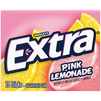 Extra Sugar Free Gum Pink Lemonade Flavor By Wrigley's Quantity 15 Sticks Per Pack 10 Packs Per Box Sweet Browse at UsaCandyWholesale.Com