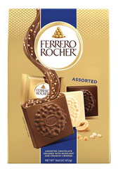 Ferrero Rocher Assorted Bulk Wrapped Chocolate Milk Chocolate, Dark Chocolate & White Chocolate Square Shape Quantity 16.7 oz Per Bag at UsaCandyWholesale.Com