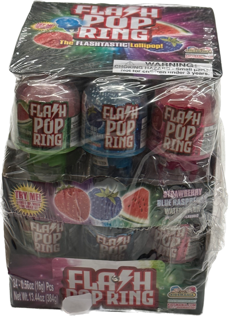Flash Pop Ring Kidsmania Lollipop with Toy Quantity 12 Pieces Per Box Sweet Browse at UsaCandyWholesale.Com