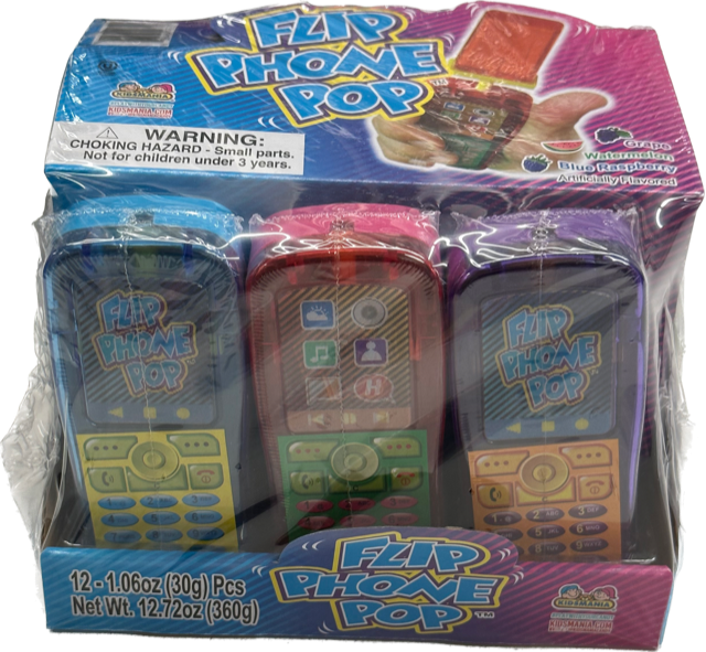 Flip Phone Pop Kidsmania Lollipop With Toy Quantity 12 Pieces Per Box Sweet Browse at UsaCandyWholesale.Com
