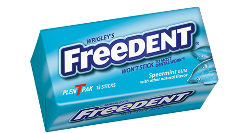 Freedent Gum Spearmint Flavor By Wrigley's Quantity 15 Sticks Per Pack 12 Packs Per Box Sweet Browse at UsaCandyWholesale.Com