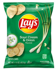 Frito-Lays Potato Chips Lay's Sour Cream & Onion 1.5 oz Each Pack Quantity 10 Packs Sweet Browse at UsaCandyWholesale.Com
