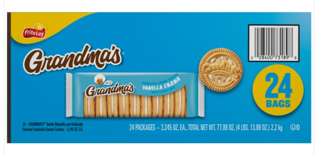 Frito Grandma's Cookies Sandwich Vanilla Each Pack 3.24 oz Quantity 24 Packs Per Case Sweet Browse at UsaCandyWholesale.Com