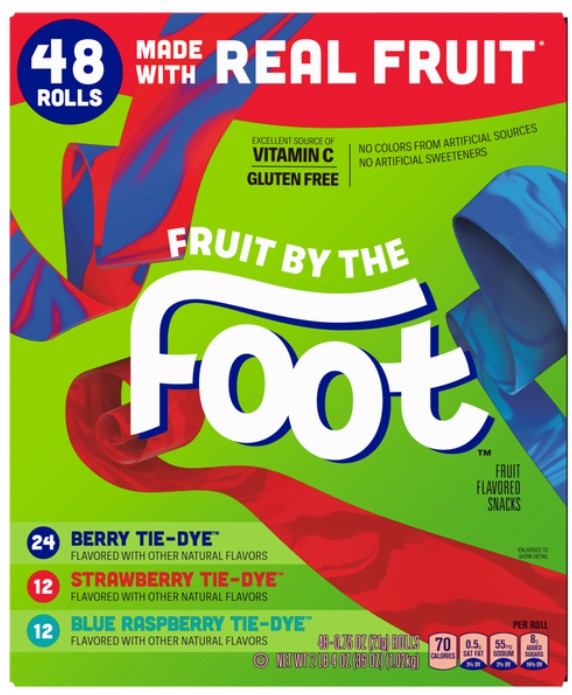 Fruit by the Foot Fruit Snacks 0.75 oz Each Piece Bulk Wrapped Candy Quantity 48 Pieces Per Box Sweet Browse at UsaCandyWholesale.Com
