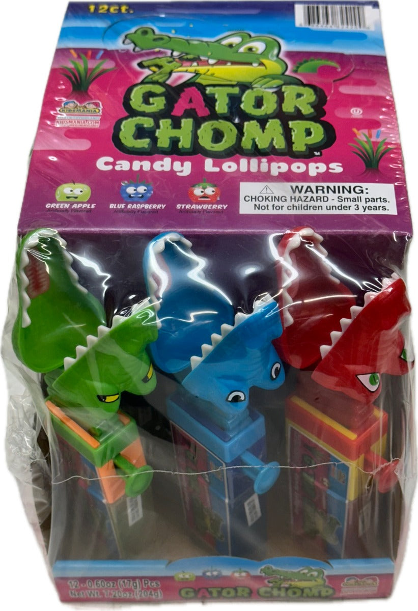 Gator Chomp Kidsmania Lollipop With Toy Quantity 12 Pieces Per Box Sweet Browse at UsaCandyWholesale.Com