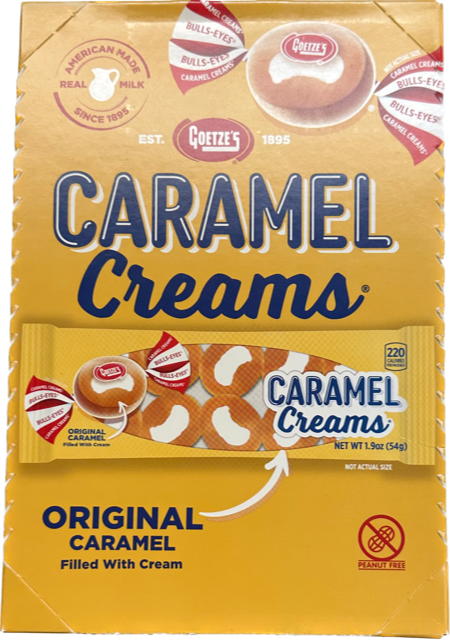 Goetzes Caramel Creams 1.9 oz Each Pack Quantity 20 Packs Per Box Sweet Browse at UsaCandyWholesale.Com