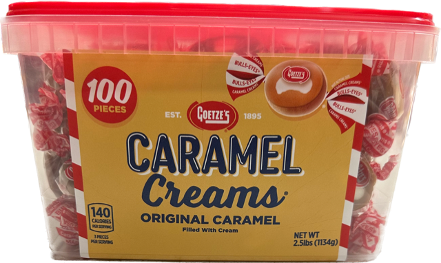 Goetzes Caramel Creams Bulk Wrapped Candy Quantity 100 Pieces Per Jar Sweet Browse at UsaCandyWholesale.Com