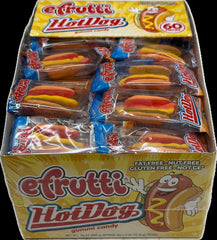 Gummy Hot Dog Gummi Candy By Frutti Bulk Wrapped Candy Quantity 60 Pieces Per Box Sweet Browse at UsaCandyWholesale.Com