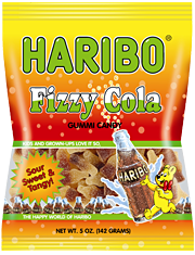 Haribo Fizzy Cola Gummy Candy 5 oz Each Bag Quantity 12 Bags Per Case Sweet Browse at UsaCandyWholesale.Com