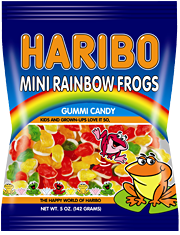 Haribo Mini Rainbow Frogs Gummy Candy 5 oz Each Bag Quantity 12 Bags Per Case Sweet Browse at UsaCandyWholesale.Com