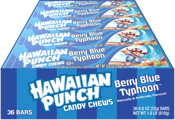 Hawaiian Punch Chews Bar Berry Blue Typhoon .8 oz Each Bar Quantity 36 Bars Per Box Sweet Browse at UsaCandyWholesale.Com