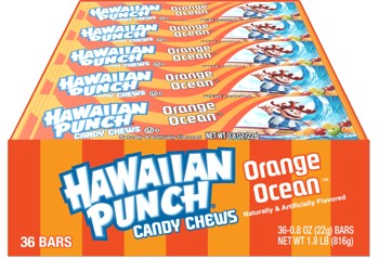 Hawaiian Punch Chews Bar Orange Ocean .8 oz Each Bar Quantity 36 Bars Per Box Sweet Browse at UsaCandyWholesale.Com