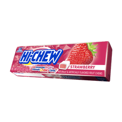 Hi Chew Fruit Chewy Candy Strawberry Flavor Each Pack 1.76 oz Quantity 15 Packs Per Box Sweet Browse at UsaCandyWholesale.Com