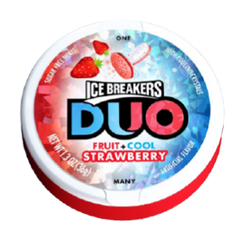 Ice Breakers By Hershey's Duo Fruit + Cool Sugar Free Mints Strawberry Flavor 1.3 oz Each Pack Quantity 8 Units Per Box Sweet Browse at UsaCandyWholesale.Com