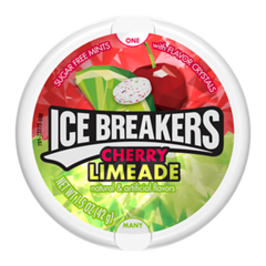 Ice Breakers Mints Sugar Free Cherry Limeade Flavor 1.5 oz Each Unit Quantity 8 Units Per Box Sweet Browse at UsaCandyWholesale.Com