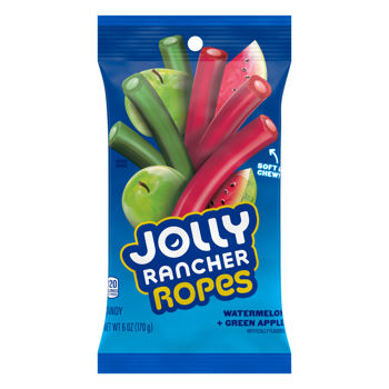 Jolly Rancher Ropes Watermelon & Green Apple Peg Bag 6 oz Each Bag Quantity 3 Bags Sweet Browse at UsaCandyWholesale.Com