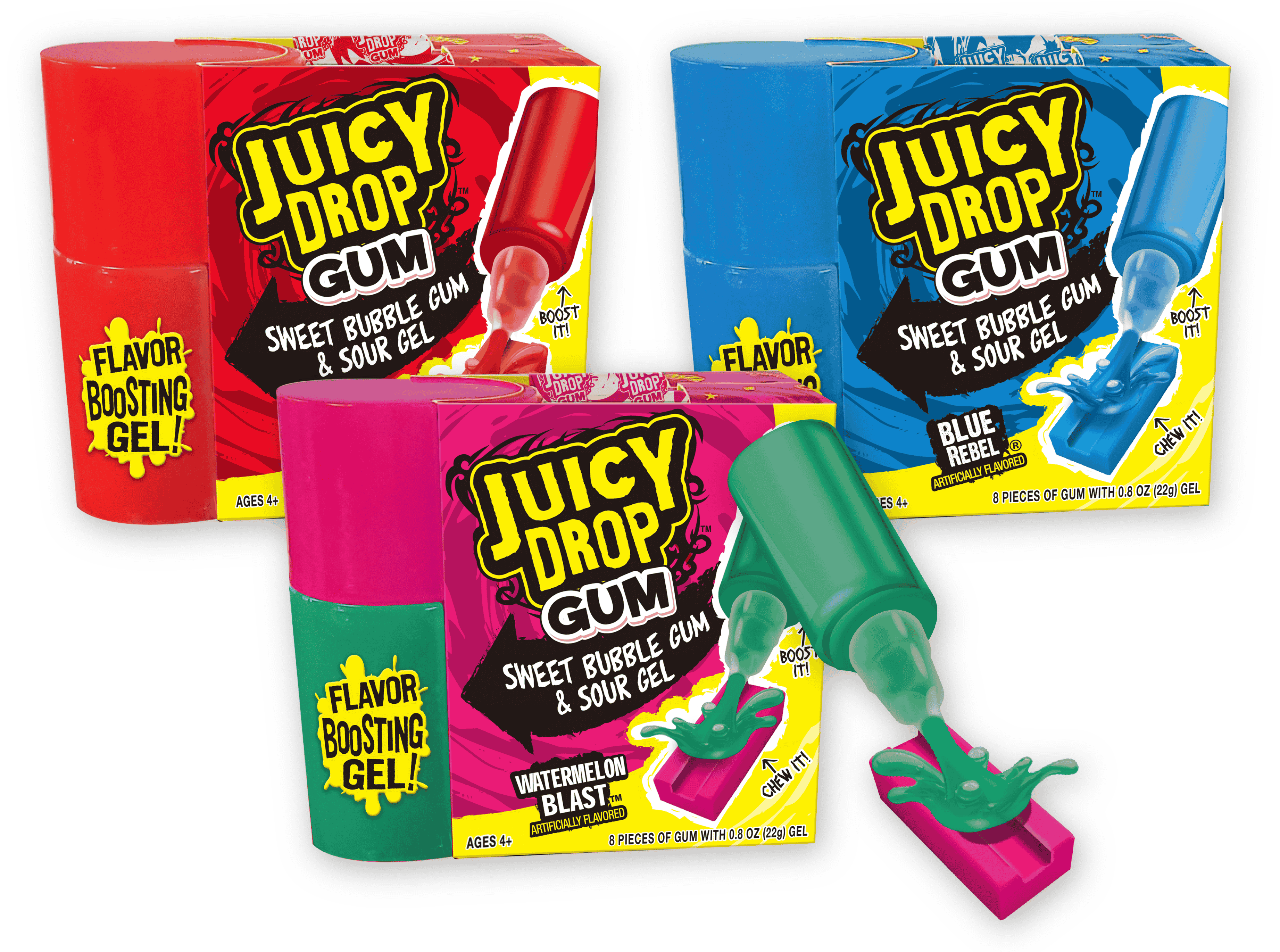 Juicy Drop Gum Assorted Flavor 2.5 oz Each Unit Quantity 16 Pieces Per Box Sweet Browse at UsaCandyWholesale.Com