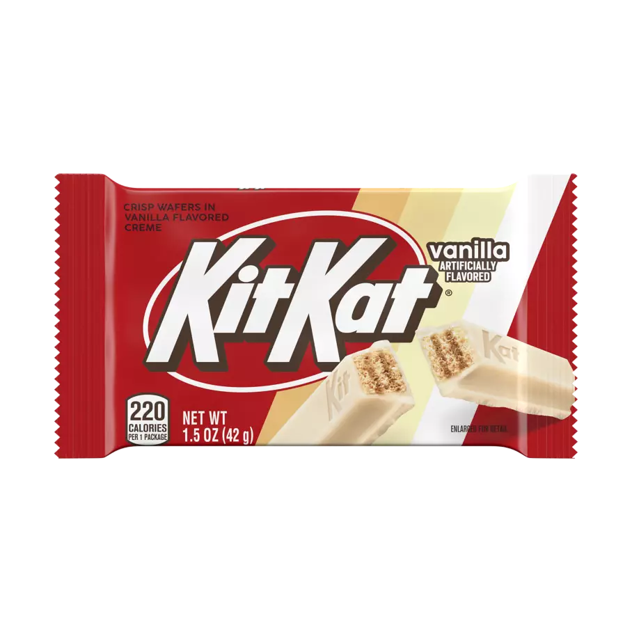Kit Kat Vanilla White Chocolate Crispy Wafers n Crème Each Bar 1.5 oz Quantity 24 Bars Per Box Sweet Browse at UsaCandyWholesale.Com