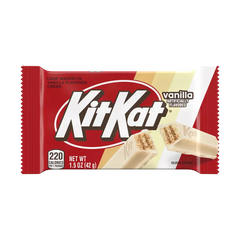 Kit Kat Vanilla White Chocolate Crispy Wafers n Crème Each Bar 1.5 oz Quantity 24 Bars Per Box Sweet Browse at UsaCandyWholesale.Com