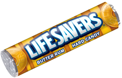 Lifesavers Mints Butter Rum Flavor Each Roll 1.14 oz Quantity 20 Rolls Per Box Sweet Browse at UsaCandyWholesale.Com