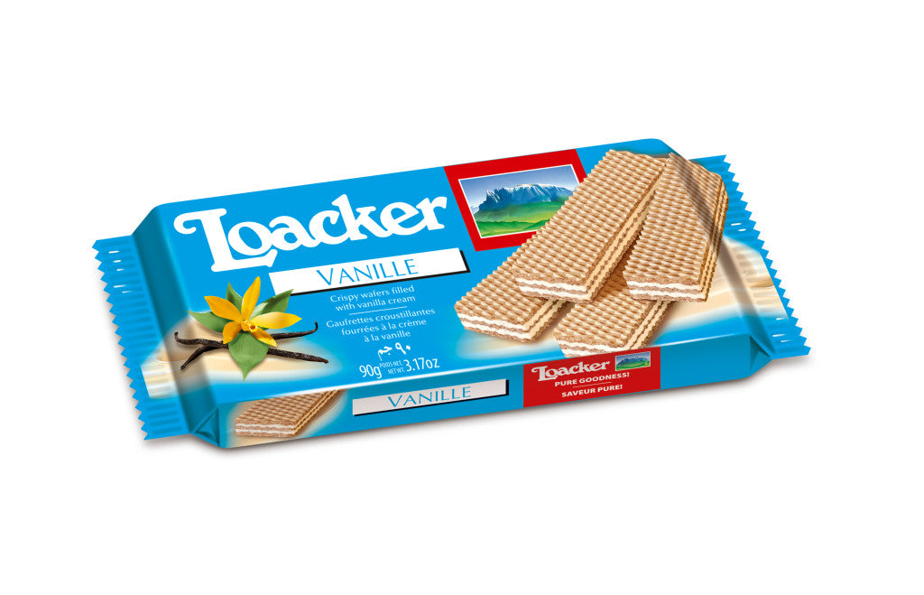 Loacker Crispy Wafer Snacks with Vanilla Cream Filling Each Pack 45g Quantity 12 Packs Per Box Sweet Browse at UsaCandyWholesale.Com