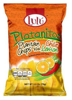 Lulu Plantain Chili Lemon Chips 2.5 oz Each Bag Quantity 10 Bags Sweet Browse at UsaCandyWholesale.Com