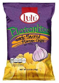 Lulu Plantain Garlic Chips 2.5 oz Each Bag Quantity 10 Bags Sweet Browse at UsaCandyWholesale.Com