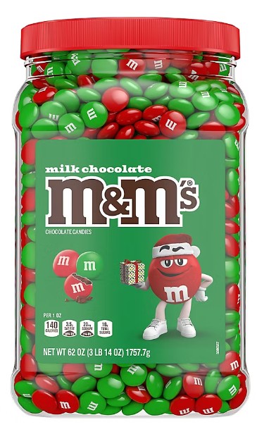 M&M's Milk Chocolate Green & Red 62 oz Unwrapped Bulk Candy Quantity 62 oz Per Jar Sweet Browse at UsaCandyWholesale.Com
