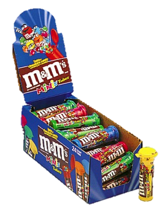M&M's Minis Milk Chocolate Each Tube 1.08 oz Quantity 24 Units Per Box Sweet Browse at UsaCandyWholesale.Com