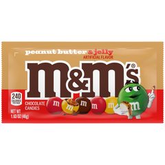 M&M's Peanut Butter & Jelly 1.63 oz Each Pack Quantity 24 Packs Per Box Sweet Browse at UsaCandyWholesale.Com